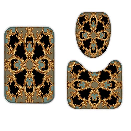 Badematten set 3D 40x60 Barock Badezimmerteppich-Set absorbierend 3-teiliges maschinenwaschbare weich badteppich schnell… – Bild 6