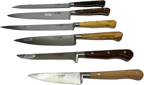 Miniatura 2 de Laguiole En Aubrac Juego de cuchillos de cocina, 7 piezas forjadas con mango de madera mixta cuchillo de chef, cuchillo de pan, cuchillo de pelar,