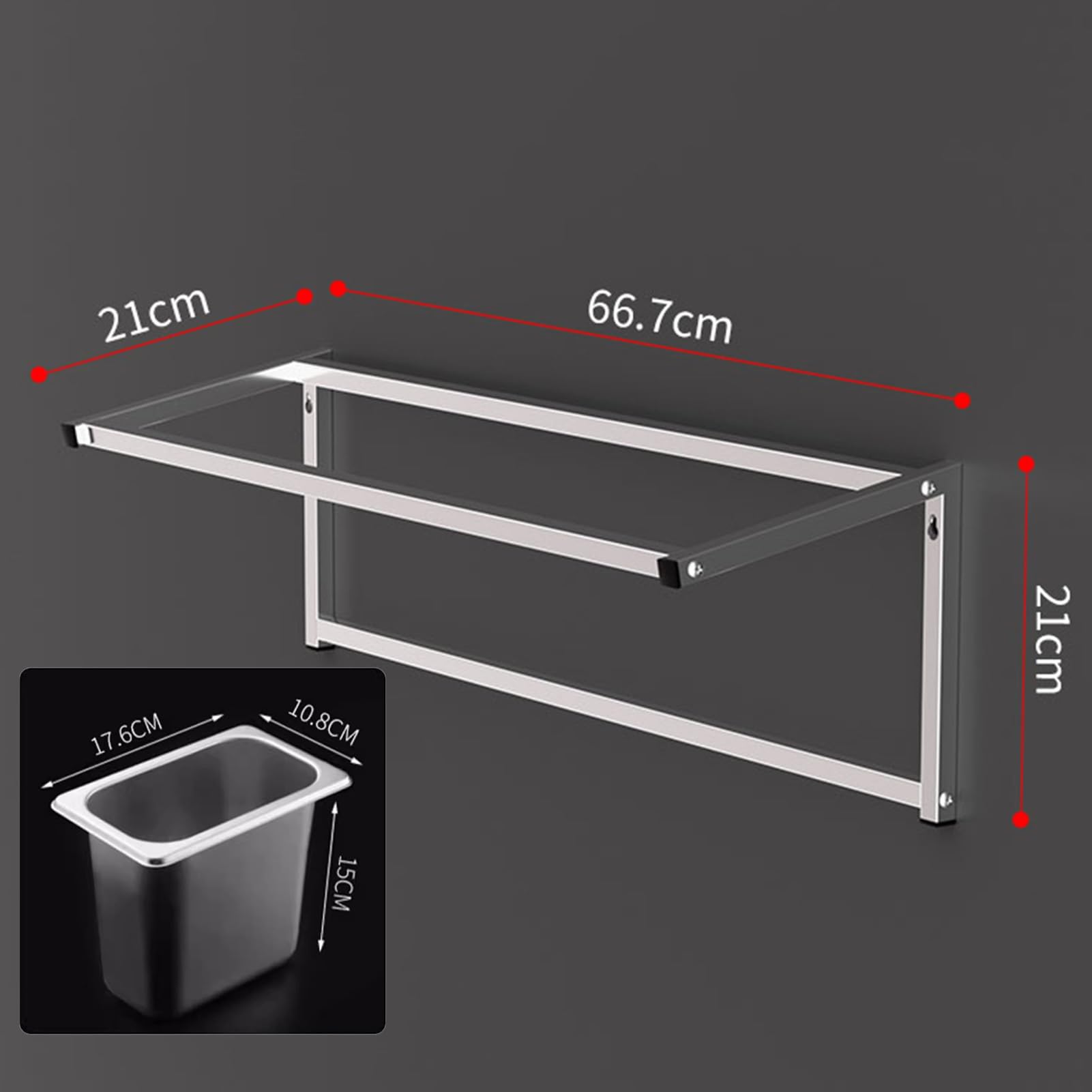 Set di Porta spezie da Parete in Acciaio Inox - Soluzione Ideale per riporre spezie, Erbe aromatiche e condimenti in Cucina - Perfetto per Chef casalinghi e Buffet.