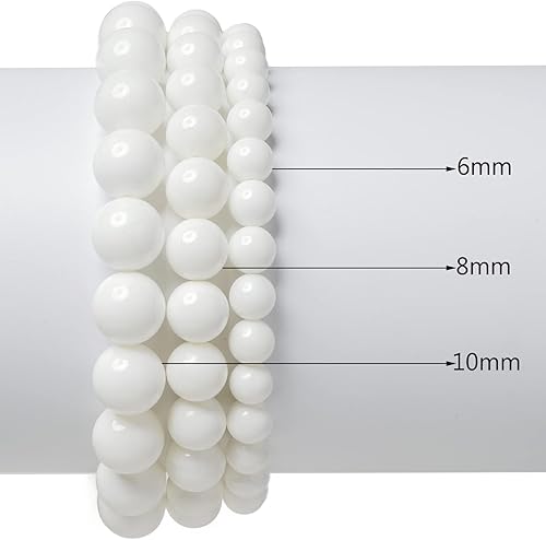 Miniatura 2 de Cuentas de piedra natural de 0.236 pulgadas (0.236 in), cuentas redondas sueltas para fabricación de joyas con cordón elástico de cristal (concha