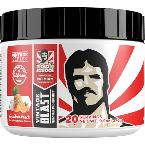Old School Labs Ultimate 2 Stage Pre Workout for Explosive Energy, Massive Pumps & Focus - Preworkout for Men & Women - Natural Pre Workout Powder with Amino Acids, 250mg Caffeine, Caribbean Punch