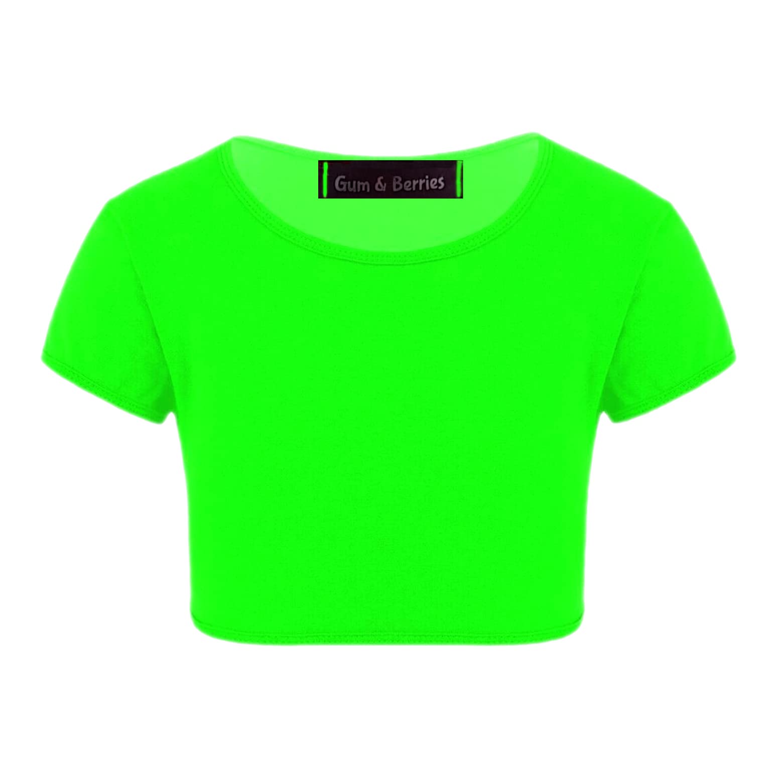 Kids Girls Neon Fluorescent Plain Short Sleeve Crop Tops T-Shirt Tee Top  Dance Wear Gymnastic Fancy Dress Age 3-14 Years
