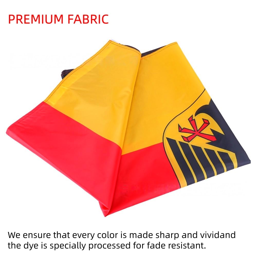 Kezidhp Deutschland Flagge mit Adler 90x150 cm – Bundesadler Fahne aus wetterfestem Polyester mit 2 Metallösen, doppelt genäht für Sportevents und Feste - 3
