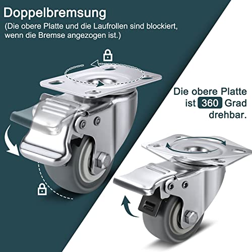 ZOUTYI kugelrollen für möbel 4er-Pack Lenkrollen mit Bremsen ZOUTYI kugelrollen für möbel 4er-Pack Lenkrollen mit Bremsen