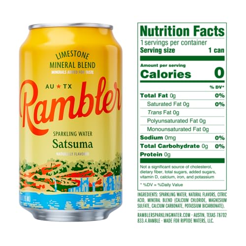 Image of AUTX RAMBLER Sparkling Water, Texas Limestone Mineral Blend, Satsuma Flavor, 12-Ounce Cans, 12-Pack