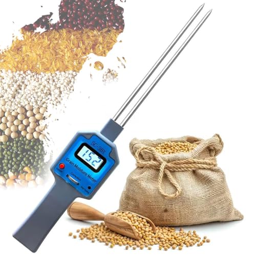 Digital Flour Moisture Meter, Moisture Testing Tool Measurable for 18 Type Grains, Grain Moisture Meter Humidity Tester, 5~25% Measuring Range& LCD Backlit Display, for Wheat Corn Soya Beans Coffee