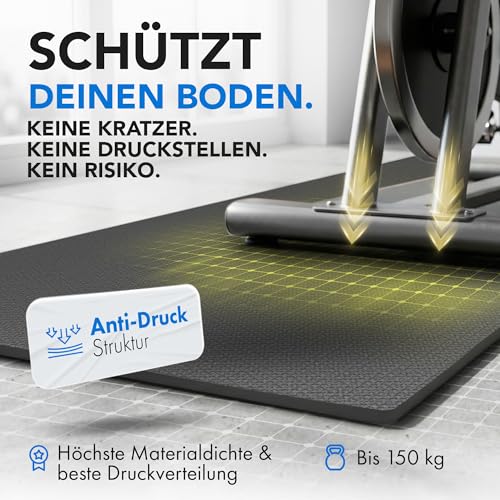 LILENO SPORTS Bodenschutzmatte Fitnessgerät 60x120 cm | 8 mm starke Fitnessgeräte Unterlage | Sportmatte und Fitnessmatte rutschfest | Ideal Schalldämmend für Crosstrainer, Laufband oder Home Gym