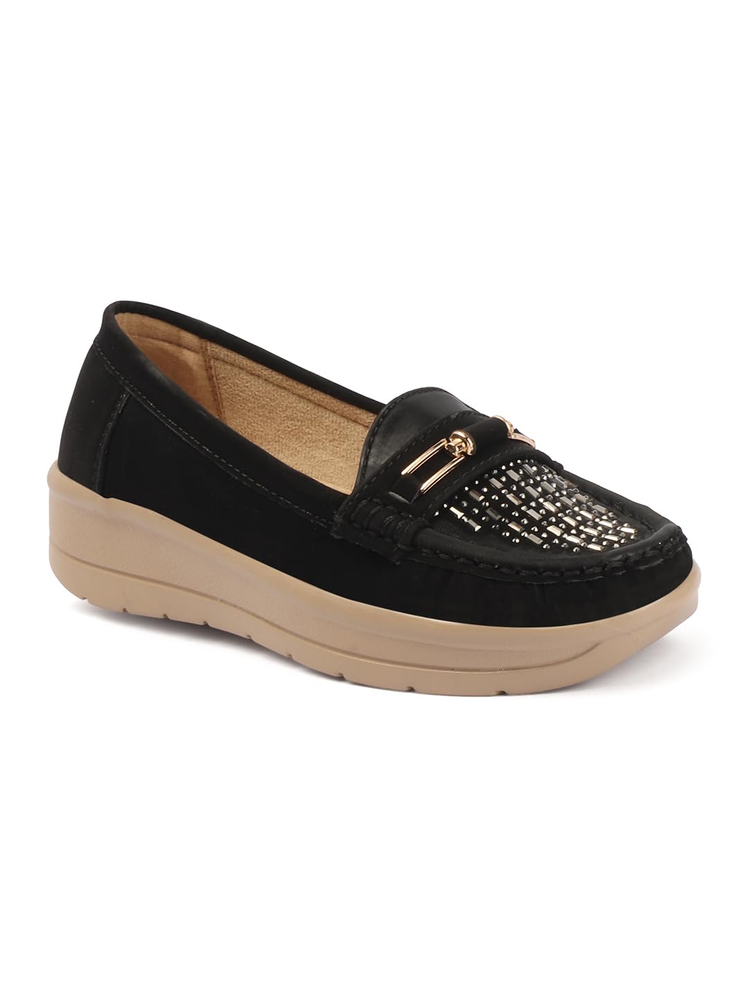 svya Elegant Textured Loafers for Women with Soft Comfort Sole, Everyday Casual Wear Slip-On Shoes for Stylish Modern Look-picture-13