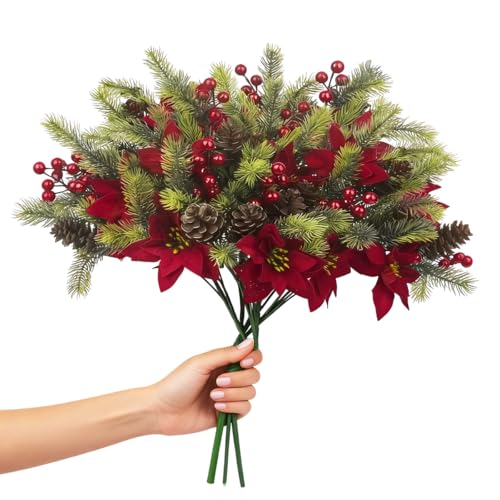 QITHGYD 4 Künstliche Tannenzweige Wie Echt, Weihnachtsdeko Mit...