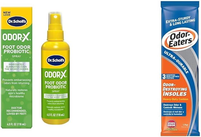 Dr. Scholl's ODOR-X FOOT ODOR PROBIOTIC SPRAY, 4 oz // Immediately Eliminates The Worst Odors & Odor-Eaters Blue Unisex Shoe Insoles, Control Odor and Wetness