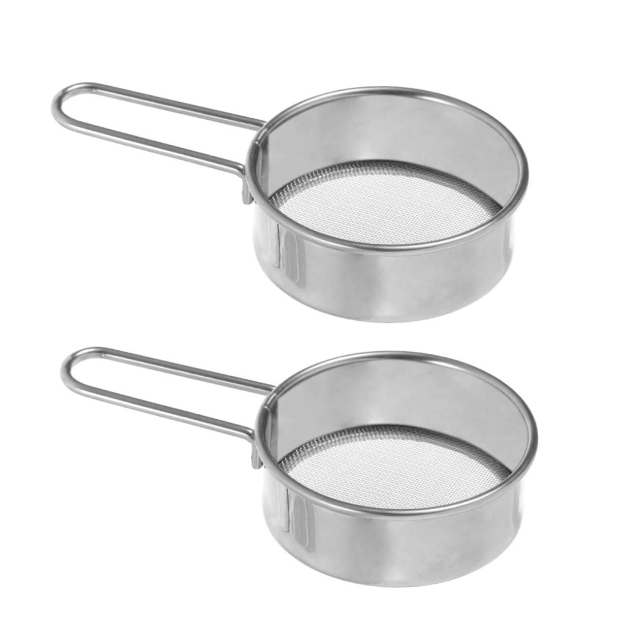 Cabilock 2Pcs Fine Mesh Stainless Steel Flour Sifters for Home Baking Multi Purpose Powder Strainers with Hanging Kitchen Tool for Flour Sugar and Matcha Sifting