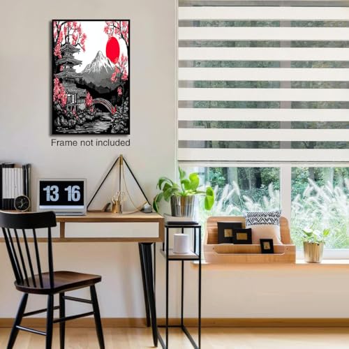 Cuadros de decoración para salón modernos: lienzo de pagoda y Monte Fuji de 60 x 90 cm 4