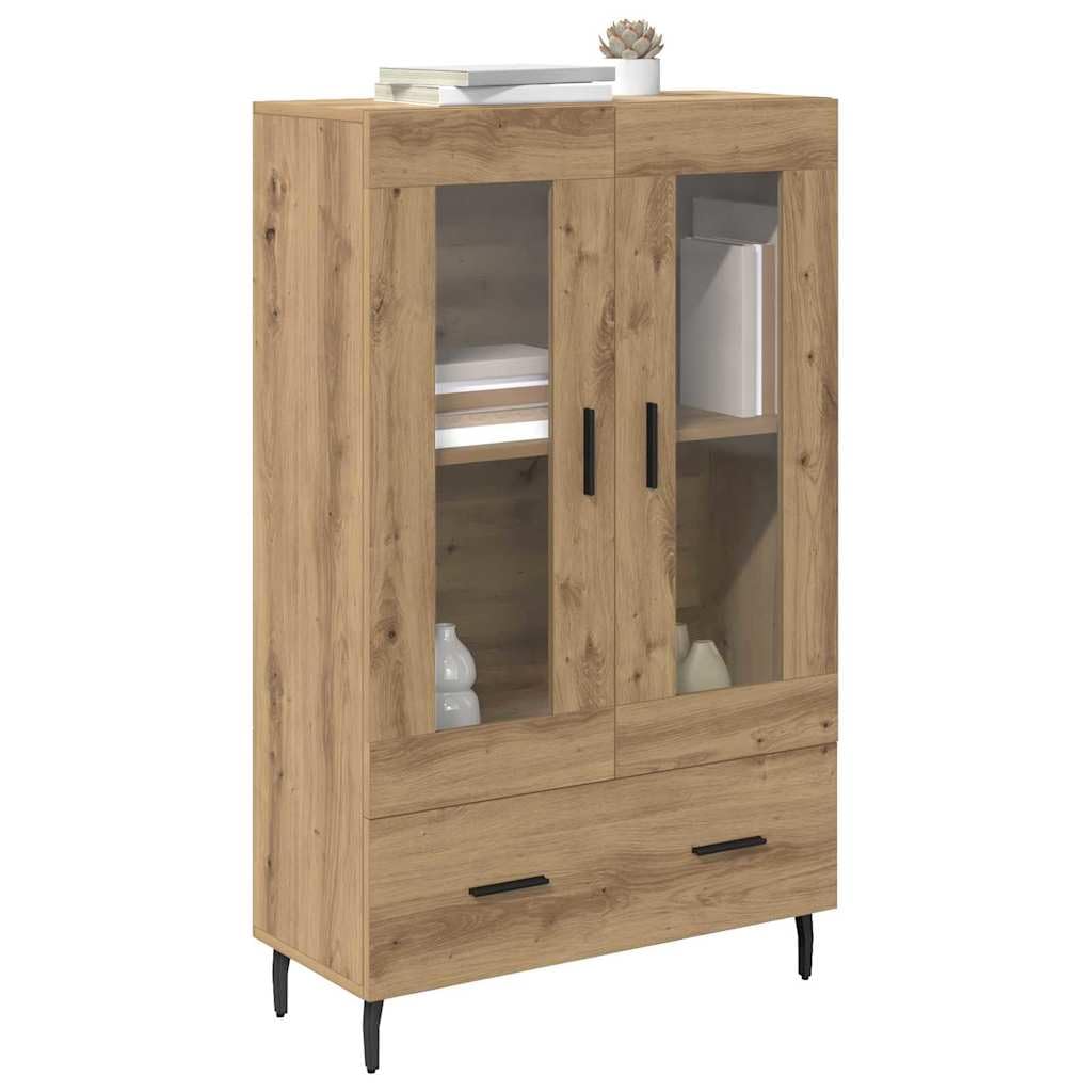 vidaXL Haut Armoire avec tiroir Chêne Artisanal 69,5 x 31 x 115 cm, Salon Moderne, Buffet Rectangulaire, Meuble Bois, Espace Ample, Legs Métalliques, Pratique et Chic