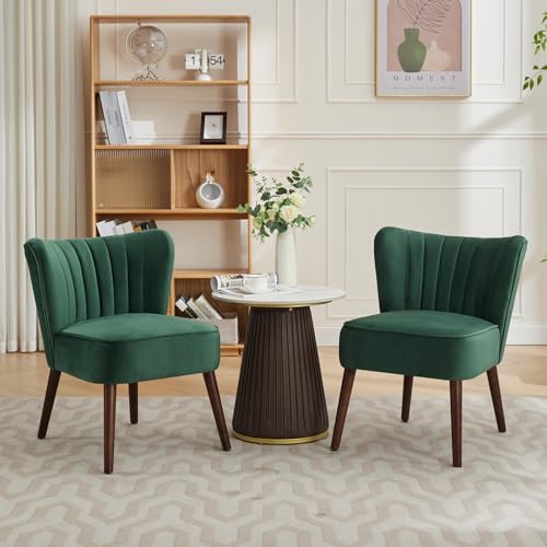 GarveeHome Modern Living Room Chair Set of 2, Mid-Century Accent Chair, Soft Velvet Upholstered Chair with Adjustable Feet, Accent Chair Side Chair Lo