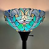 COTOSS Tiffany Torchiere Floor Lamp,Stained Glass Lamp Shade,Vintage Antique Victorian Round Tiffany