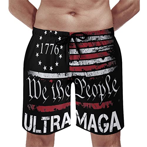 Trump Board Shorts Ultra MAGA - We The People Proud Republican USA Flag Swim Trunks Lightweight and Quick-Drying Beach Shorts M2