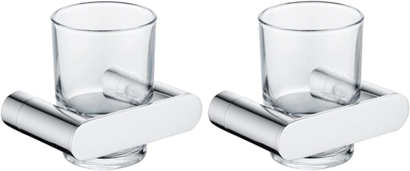 歯ブラシコップ ガラスカップの壁に装着された歯ブラシホールダーホテルホームアクセサリーバスルームブラケット付きポーランドのステンレス鋼 送料0円 うがい薬マグ Color 2 Pcs