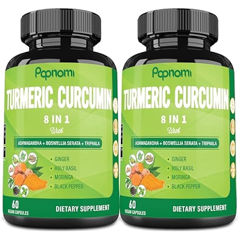 (2 Pack 60 Capsules) Turmeric Curcumin Supplement - 4 Month Supply for Immune, Joint, Digestive & Wellness - with Ashwagandha, Triphala, Moringa & More Cover
