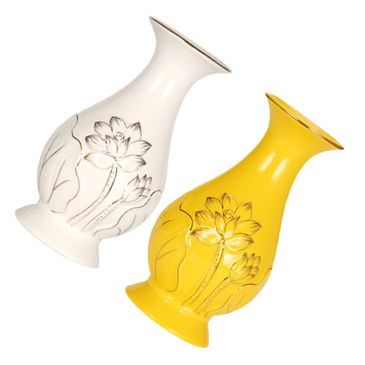 DOITOOL 2pezzi Vaso in Ceramica per Fiori di Loto Composizione Floreale in Ceramica Vaso Decorativo Moderno per Esposizione di Fiori per Secchi