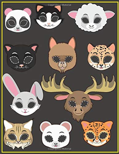 Masks Faces Animals Coloring Book: 158 Mask Face Animal Stunning To Coloring Great Gift For Kids 4-8 Ages