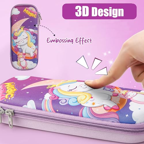 Image of Zest 4 Toyz Unicorn Pencil Case for Kids Pencil Pouch Large Capacity Pencil Box Case for Kids Pencil Pouch for Girls and Boys(Random Design Dispatch)- Purple