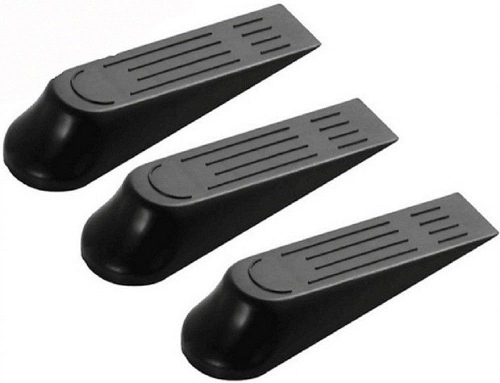 eMarkooz dkbees 3 X BLACK DOOR STOP STOPS STOPPERS WEDGE WEDGES JAM BLOCK HOME OFFICE