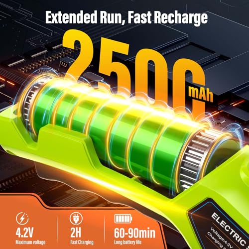 Image of Cordless Cardboard Cutter with 3 Tungsten Steel Blades, 2500mAh Battery, LED Light, High-Torque Motor, Electric Scissors for Fabric, Cardboard, Leather, Carpet, Rechargeable Cutting Tool (Green)