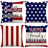 KISVODS 4th of July Pillow Covers 18x18 Stripes...