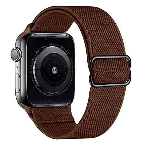 【リラックス】RELAX アップルウォッチ バンド ストレッチナイロンベルト ストラップ 替えベルト バンド (42-44mm, ブラウン)