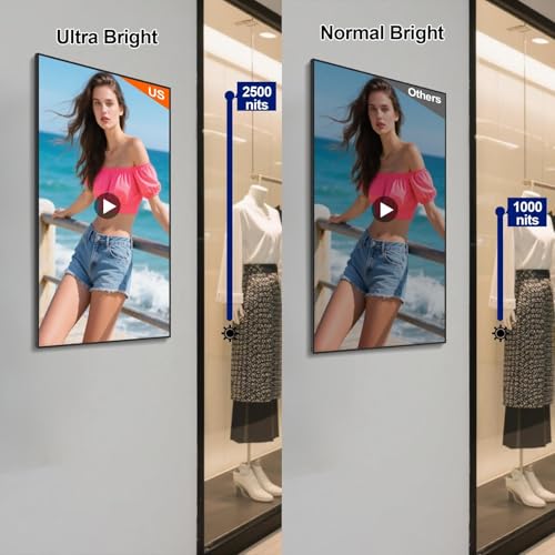Image of 49inch 4K Slim Fit Frameless Digital Kiosk, 2500nits High Brightness Wall Mount Digital Signage, LCD Monitor Advertising Screen, CMS /U-Disk Plug&Play, 7 /24 Timer Switch, HDMI /USB /WiFi /Android System