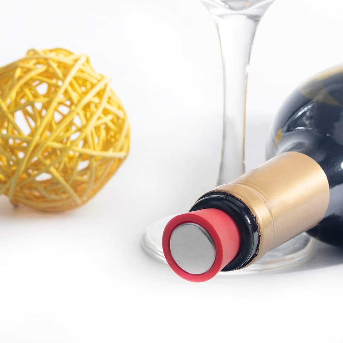6 Tappi Per Bottiglie Vino In Silicone Con Base In Acciaio Inox - Tappo Universale Riutilizzabile Per Champagne, Birra E Bibite - Colori Assortiti - 2