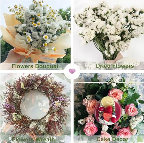 Ramo de flores secas Sea Lavender y Myosotis 22 pulg miniatura 5