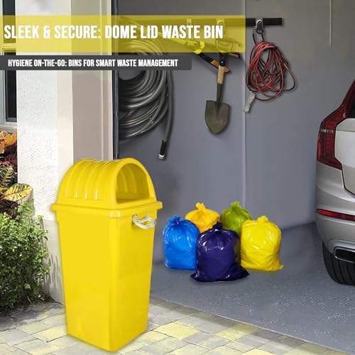 Image of Zureni 60 Litre Dome Dust Bin Large Capacity Garbage Bucket Sturdy and Durable Trash Can Dustbin Ideal for Restaurant Office & Kitchen (Pack of 3 Multi-color)