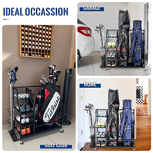 Mythinglogic Sports Equipment Garage Organizer,Garage Ball Storage for Sports Gear and Toys, Rolling Ball Cart with Wheels for Indoor/Outdoor Use
