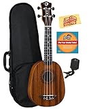 Luna Guitars Vintage Mahogany Pineapple Ukulele Bundle with Hard Case, Tuner, Austin Bazaar Instructional DVD, and Polishing Cloth