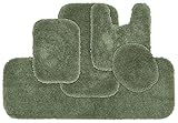 Garland Rug Serendipity Deep Fern Green 5 Piece Set (Contour Rug, 5 Bath Rugs) Shaggy Nylon Washable Bathroom Rug Set - Soft, Absorbent, and Stylish for Your Bathroom