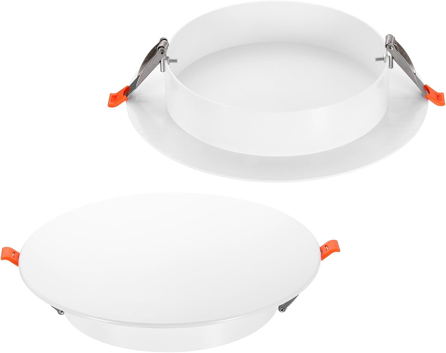 3.7-Inch Spring Mount Ceiling Cover Plates, Recessed Light Trim Wall, Downlight Hole Cap Decorative Panel with Buckle Fit 2-3.3inch Round Hole Ceiling Openings, White 1 Pack