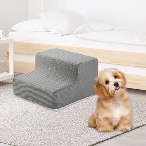 Escalier pour animaux contre le mal de dos des petits chiens et chats gris clair