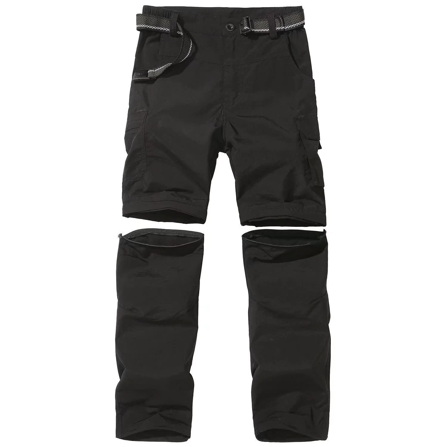 FLYGAGA Kinder Outdoorhose Wanderhose Zip Off Hose abnehmbare hosebeine Shorts Trekkinghose Unisex Jugend Mädchen Sommer mit Gürtel Schnelltrocknend Atmungsaktiv