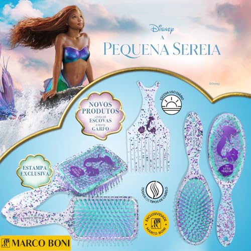 Escova Raquete Disney Sereia, 7606, Marco Boni, Sortidas, 1 Unidade.