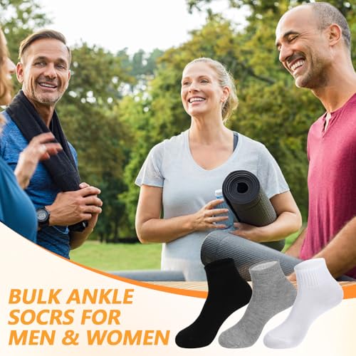 48 Pairs Mens Quarter Ankle Socks Athletic Cotton Crew Sock for Men Running (Black, White, Gray)3