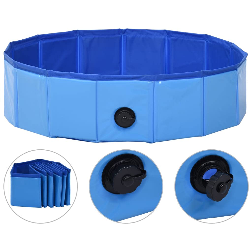 CHARMMA Dog Swimming Pool Blue PVC 31.5 x 7.9 in Foldable,Dog Supplies-170825