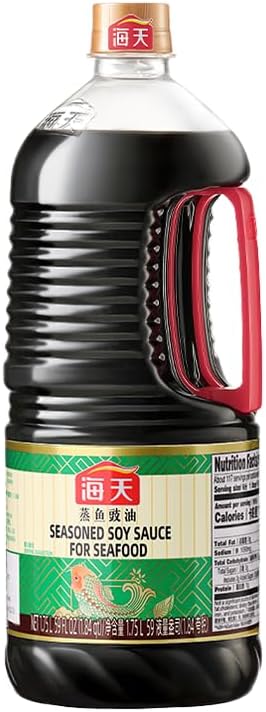 Haday Seasonded Soy Sauce for Seafood 59oz(3.8lb), Real Authentic Asian-Brewed Marinade for Steaming Fish, Meat & Roasted Vegetables, Non-GMO, Strong Soy Aroma, Light Color and Fresh Taste, Made in China