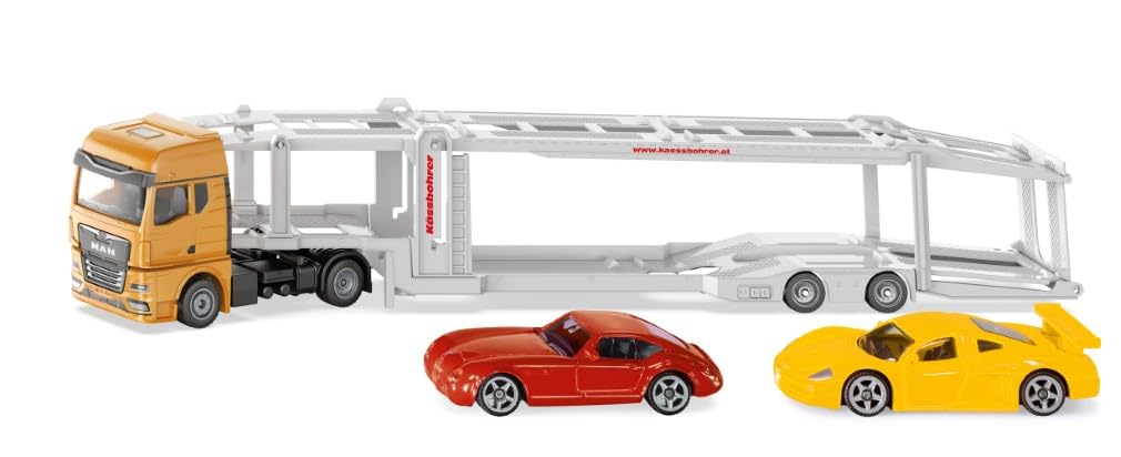 Siku 3944 MAN Transporteur de voitures 1:50 Métal/plastique Jaune/argent Remorque détachable