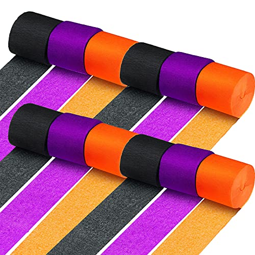 392 Ft Totally Halloween Crepe Paper Streamer Orange Black Purple Crepe Paper Rolls Hanging Classic Streamers Backdrops For Halloween Party Decoration, 12 Rolls #TOP23