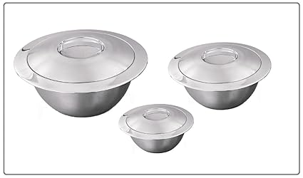 LAKSMIQA Heavy Duty Stainless Steel Insulated Casserole | Insulated Thermal Serving Bowl for Chapati/Roti, Rice | Hot Pot Food Warmer | Hot & Cold | Hygiene | Odourless(Set of 3)