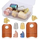 Deudy 8 Stück Nähen Fingerhut Set, Leder Fingerhut, Dazzlefarben Metall Finger Schutz...