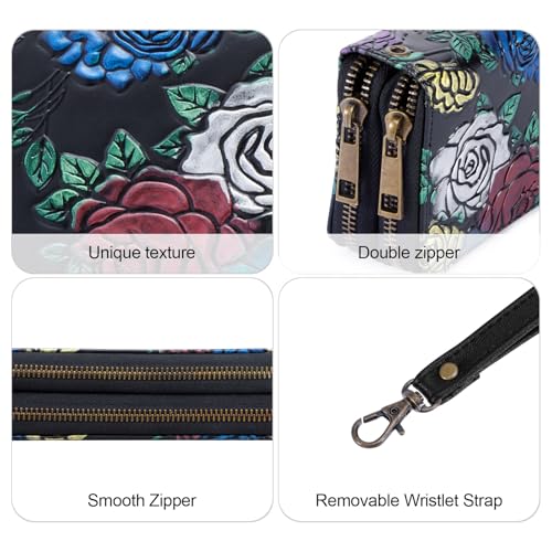 Image of XEYOU Double Zipper Long Clutch Wallet Cellphone Wallet for Women with Removable Wristlet Strap for Credit Card, Cash, Coin, Bill