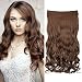REECHO 14" 1-Pack 3/4 Full Head Curly Wavy Clips in on Synthetic Hair Extensions Hairpieces for Women 5 Clips 3.6 Oz per Piece - Medium Warm Brown