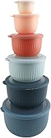Vista 30 de COOK WITH COLOR Tazones de preparación con tapas - Juego de tazones pequeños de mezcla de plástico anchos y profundos anidables con tapas, juego